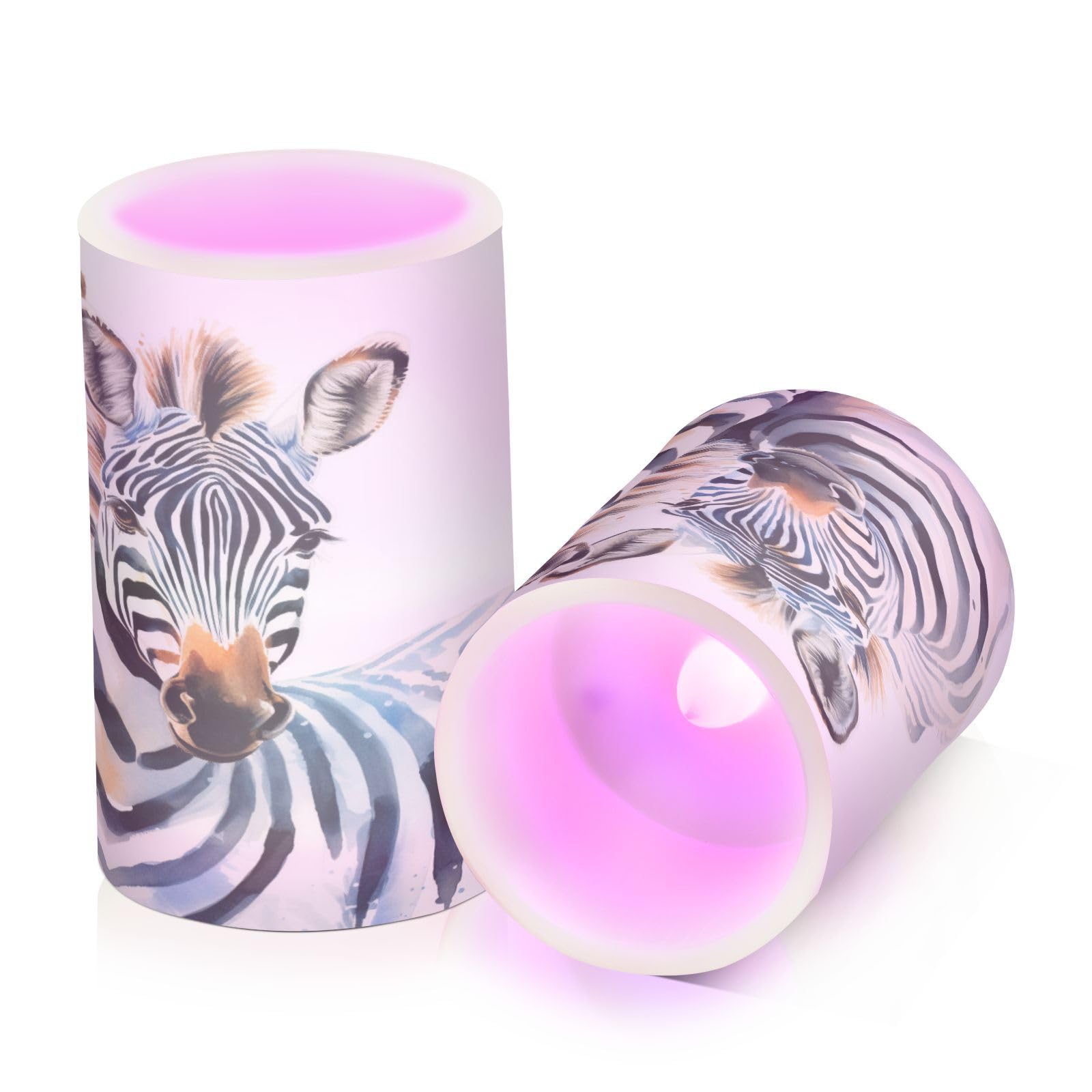 Zebra Animal Horse Flickering Flameless Candles Battery Operated with Remote Timer,Tea Light Candles LED Pillar Votive Candles Set of 2 for Outdoor Indoor Decorations