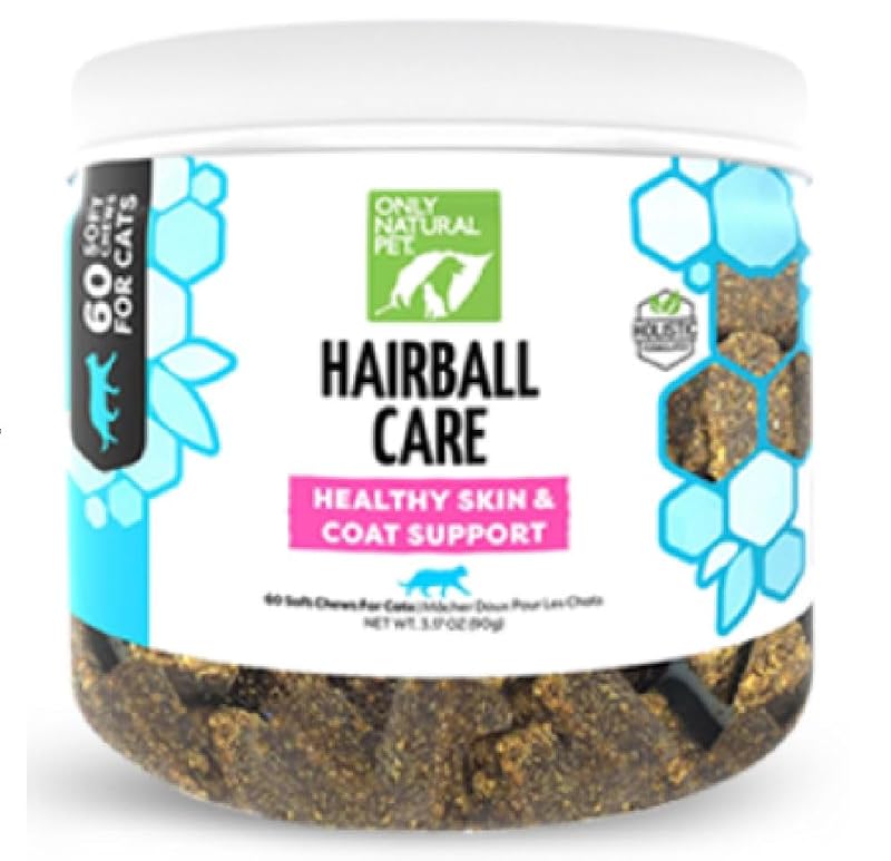 Suplemento para Gatos em Mastigáveis Macios Only Natural Pet com Psyllium e Ômega 3 e 6, Sabor Frango e Creme, 60 unidades