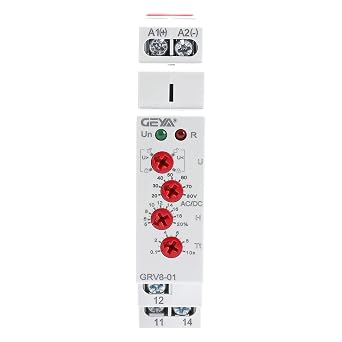 GEYA Single Phase Voltage Relay Adjustable Over or Under Voltage Protection Monitor Relay 1SPDT 10A GRV8-01 AC/DC24V-48V