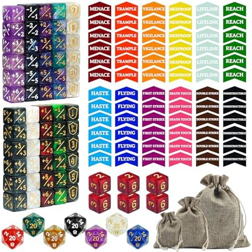 Amazon.com: 145PCS MTG Dice Set Keyword Tokens Dice Counters, +1/ –1 ...