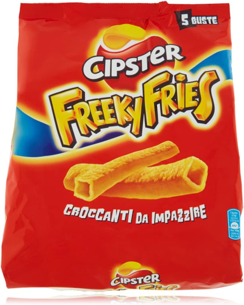 CAIYA Cipster Freeky Fries, Chips di Patate, Forma Unica e Croccanti da Impazzire, 125g (multipack 5 bustine da 25g)
