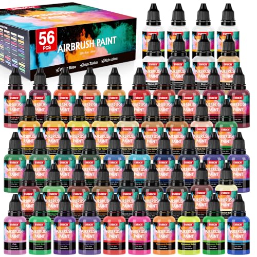 Peinture acrylique pour aérographe ESRICH 52 couleurs avec 4 diluants - 2