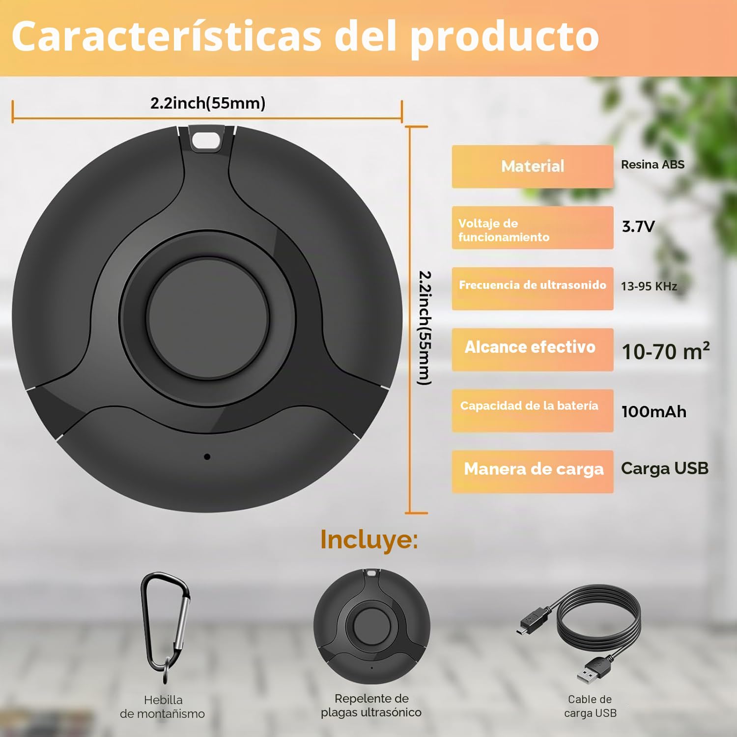 COMBLU - Repelente ultrasónico, portátil al aire libre, USB, electrónico, ultrasónico, repellante y silencioso, diseño de succión para el hogar y el patio de pest control