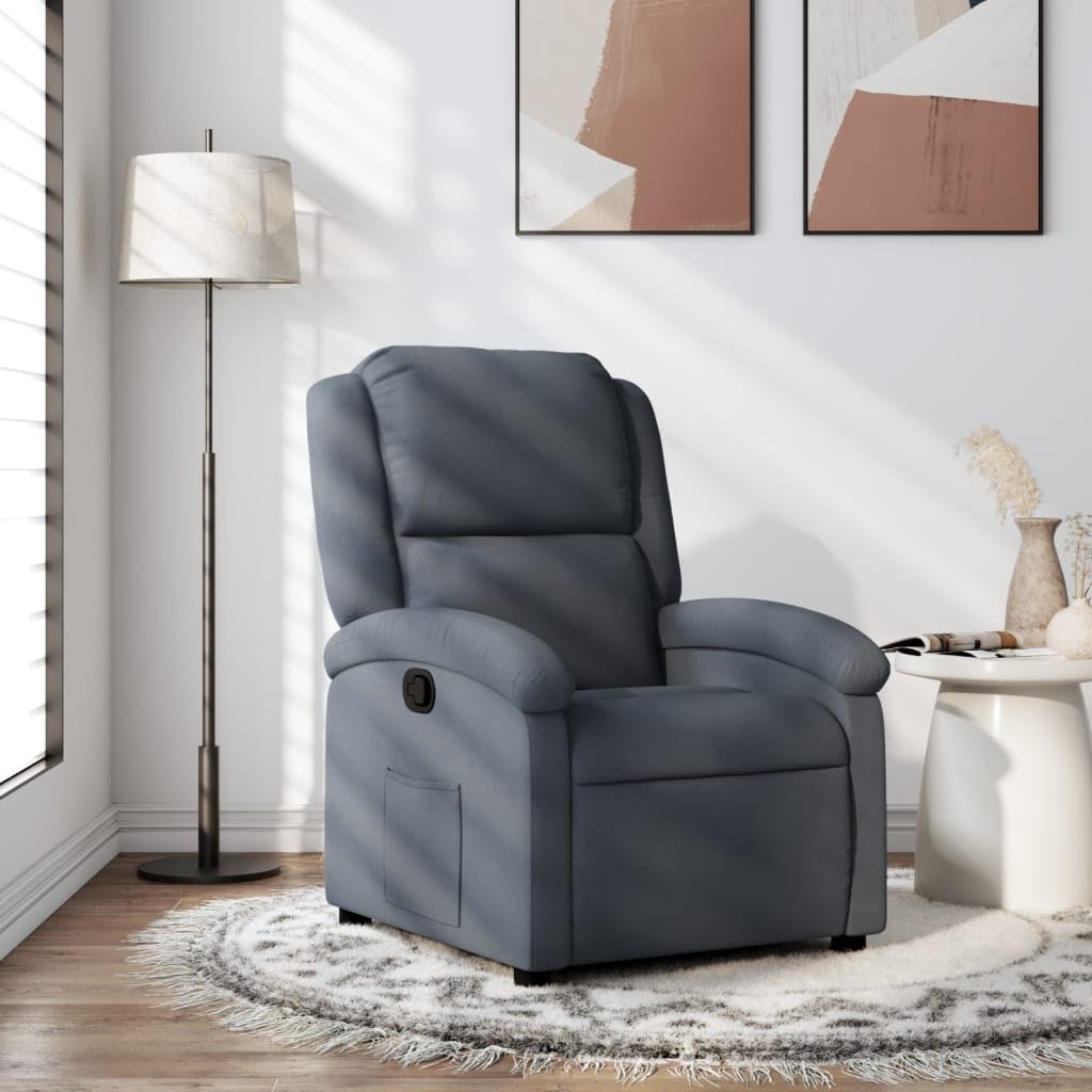 vidaXL Fauteuil Inclinable, Chaise de Relaxation avec Dossier et Repose-Pied, Siège Inclinable, Fauteuil TV de Salon, Moderne, Gris Foncé Velours