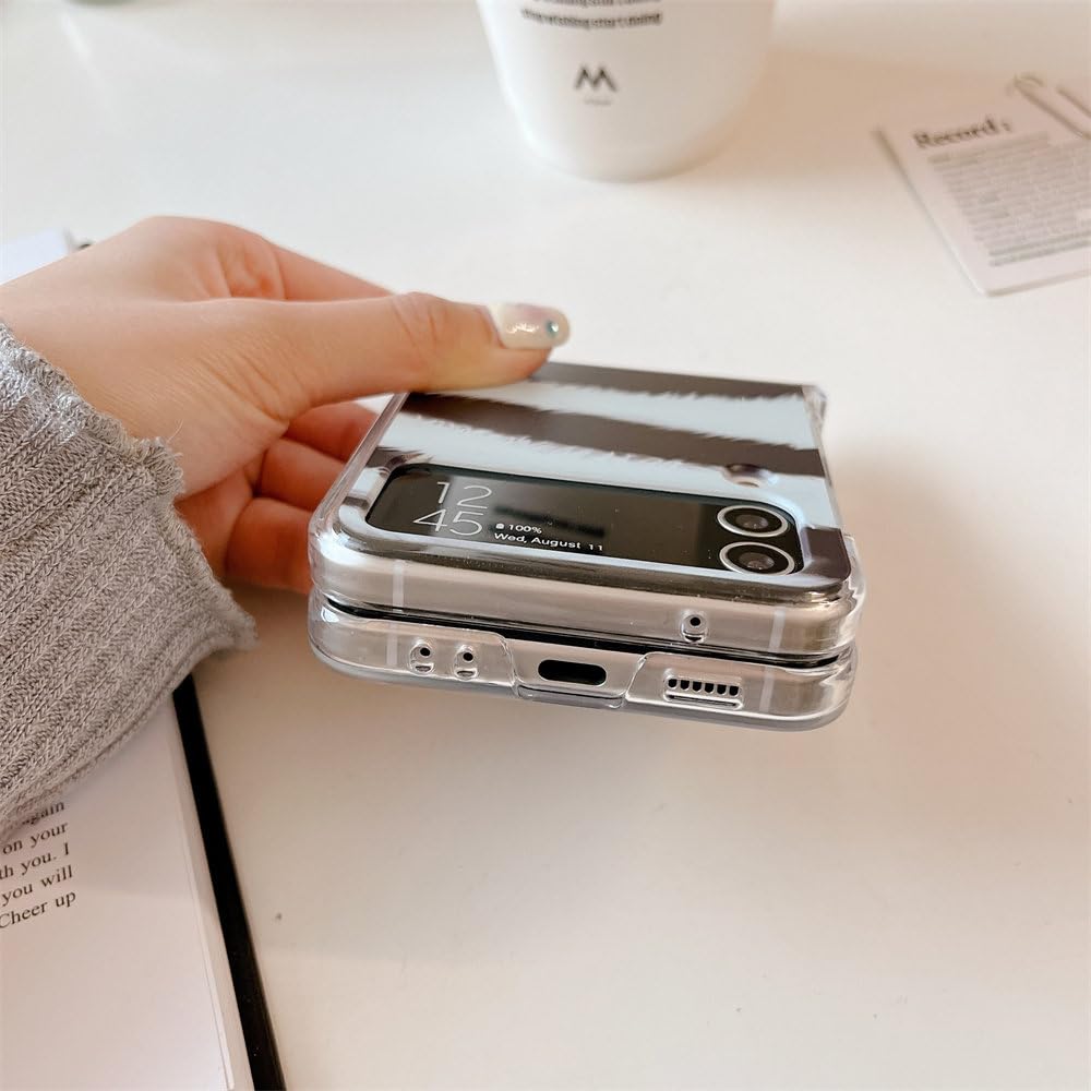 Funda de Lujo con Rayas de Cebra para Samsung Z Flip 4 Z Flip3 para Samsung W23 FILP Funda rígida Ultrafina para Galaxy Z Flip 3 Z Flip4, BanMaWen, para Samsung Z Flip 4