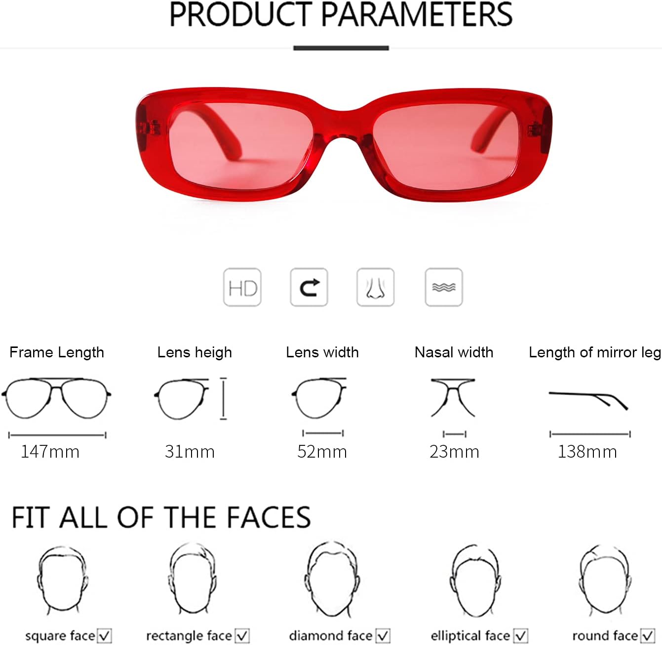 ADE WU Rectangle Sunglasses for Women Men Retro 90s Trendy Narrow Rectangular Sun Glasses Fashion Y2K Unisex Stylish - Image 6