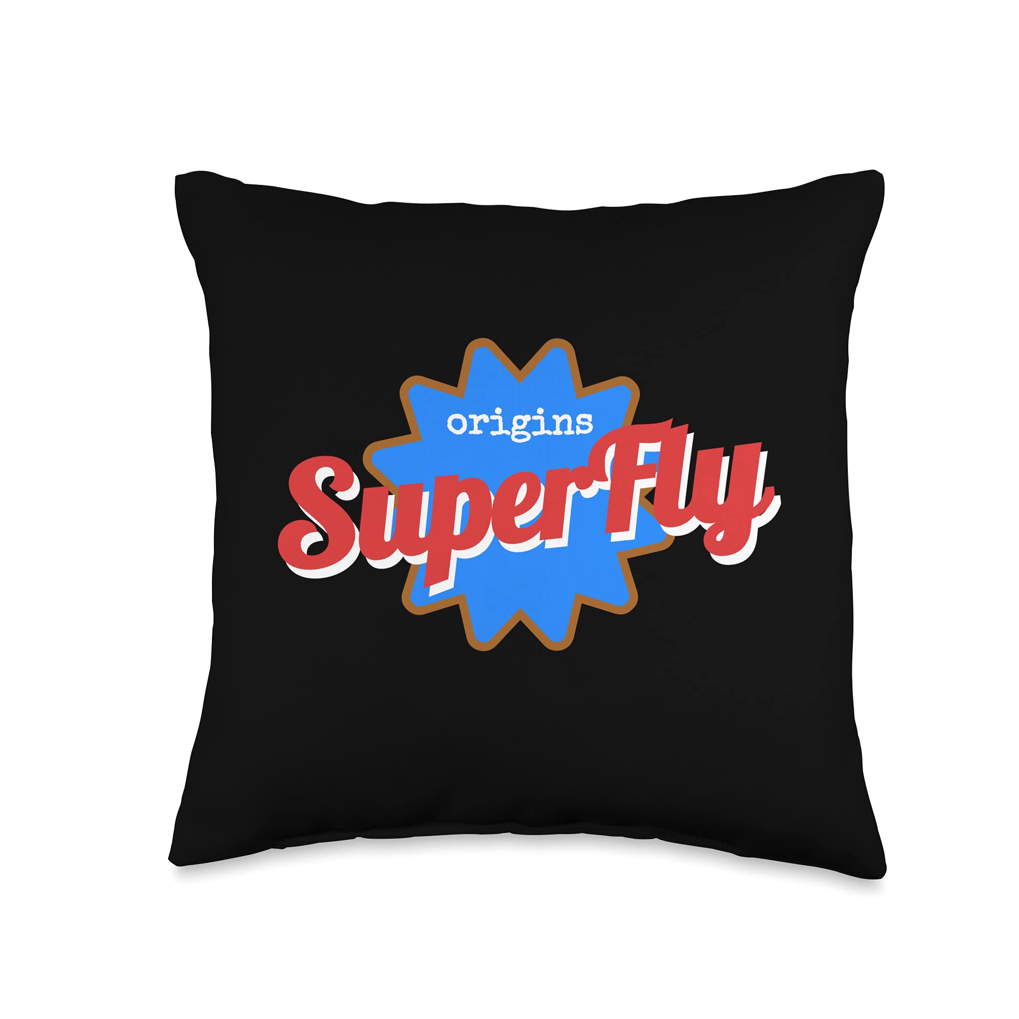 Origins Super Fly-Cool Fun Vintage Rouge Logo Design Throw Pillow, 16x16, Multicolor