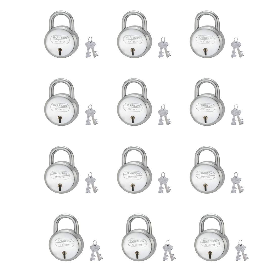 Harrison J-6/BCP-0447_PK 2 4 Levers Padlock With 2 Keys (Silver, Steel Finish) — Amazon image 7