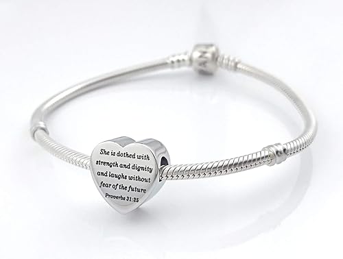 Miniatura 6 de MUERDOU Pulsera con dije de corazón en forma de versículo bíblico cristiano, oración, fe, joyería religiosa, regalos para mujeres