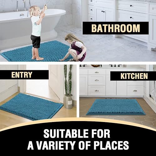 Miniatura 7 de H.VERSAILTEX Juego de 3 alfombras de baño antideslizantes extra absorbentes para baño con alfombras de inodoro para bañera, juego de alfombras