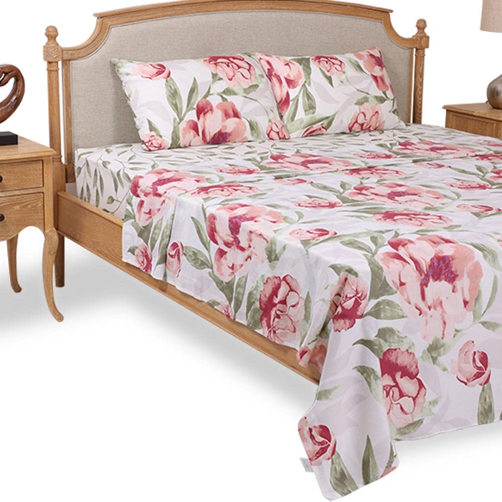 Homes r us Adele Flat Sheet Set, Multicolour – 200TC, 180x240 Cms