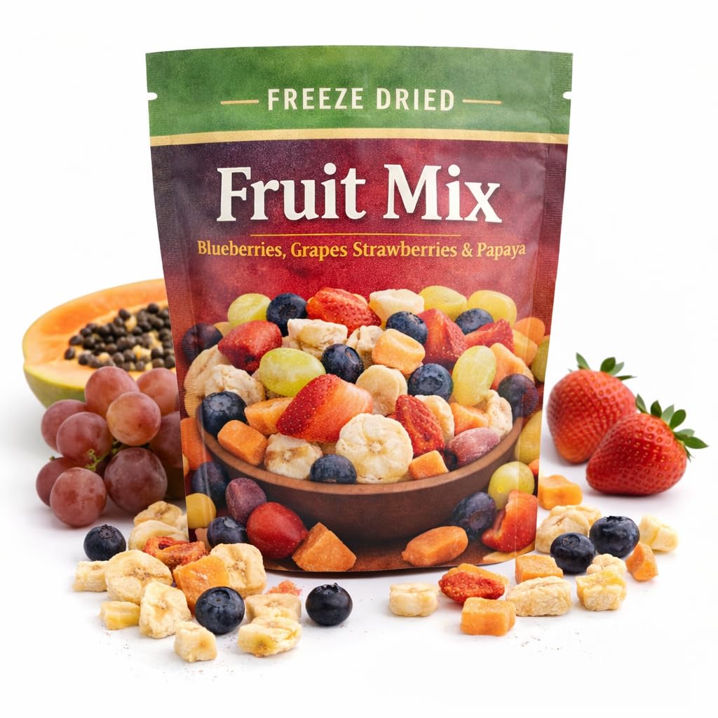 Freeze Dried Fruit Mix, Blueberries, Grapes, Strawberries & Papaya