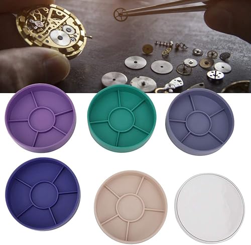 Miniatura 5 de Contenedor de caja de piezas de reloj, soporte de movimiento de reloj, cubierta antipolvo, 5 capas, almacenamiento de herramientas de reloj para