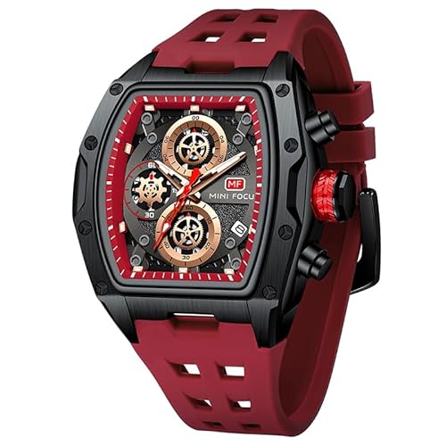 MF MINI FOCUS Men Watches Unique Wristwatch (Chronograph/Waterproof/Luminous/Calendar) Soft Silicon Band Fashion Watches for Men