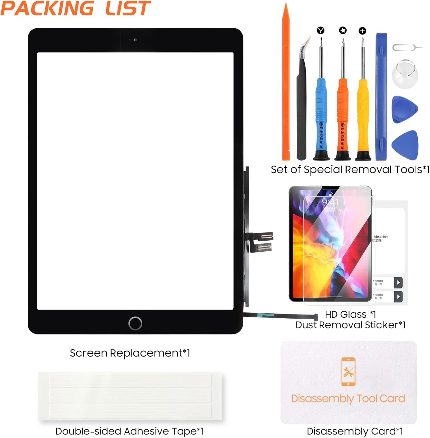 Screen for iPad Pro 12.9 2 2nd Gen 2017 Screen Replacement for iPad Pro 12.9 2nd Gen Tablet Touch Screen A1670,A1671 Touch Digitizer Repair Parts(Black No LCD (Black)