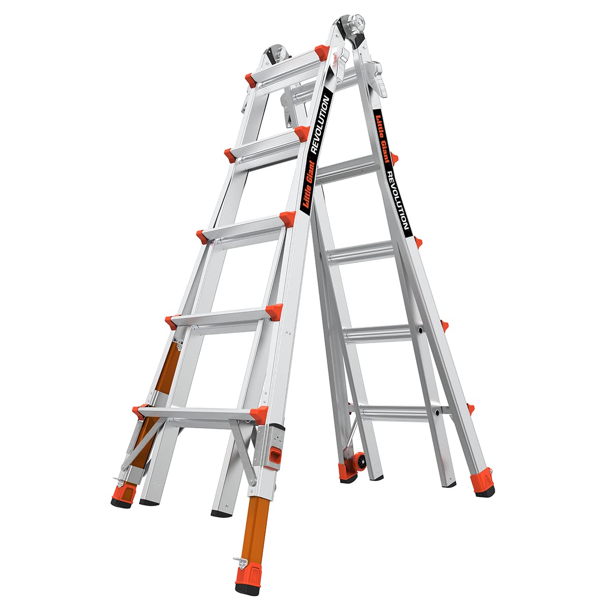 Revolution 2.0, Modell 22 - ANSI Typ IA - 300LB Nominal, Aluminium Klappleiter mit Tip & Glide Räder und Ratsche Levelers