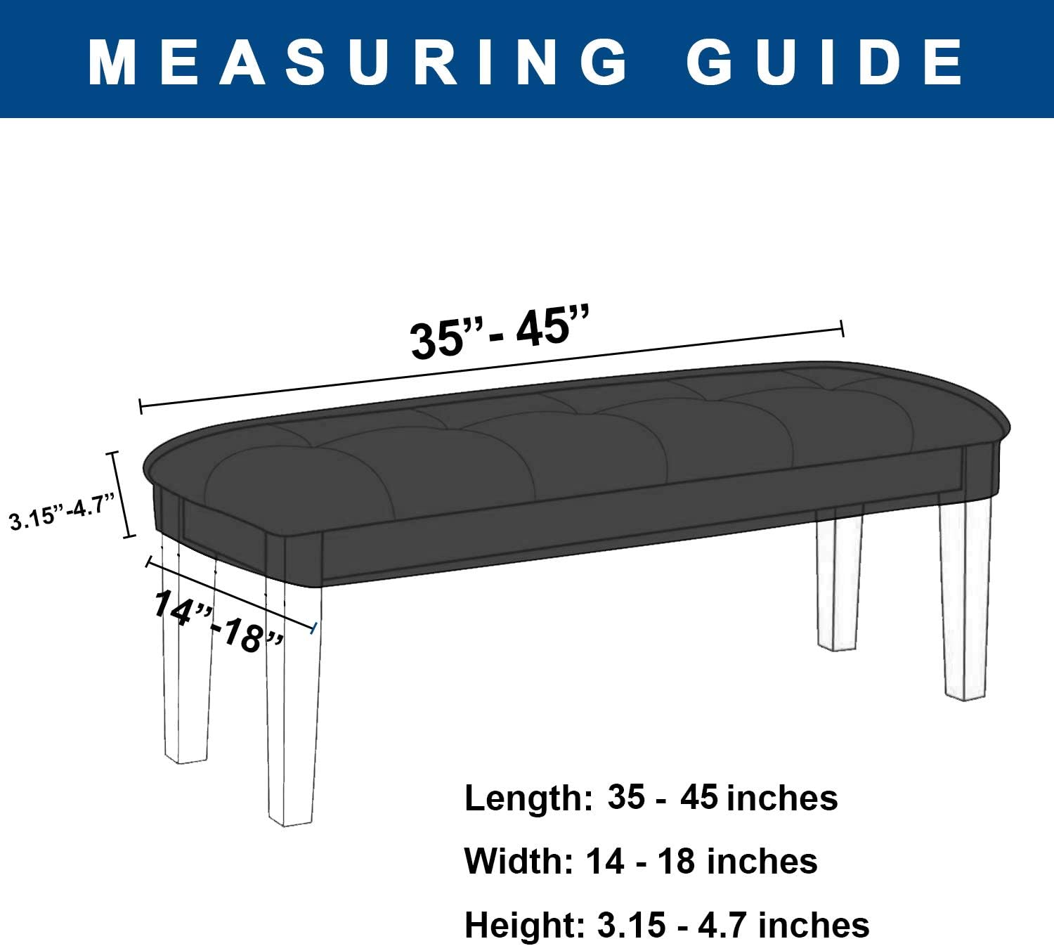 WOMACO Bench Slipcover for Dining Room Stretchable Removable Upholstered Kitchen Rectangle Bench Cover Protector for Pets Kids (Dark Blue, Medium)