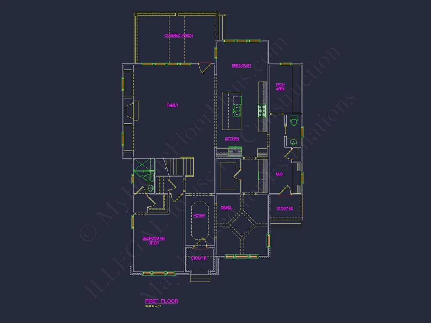 18-1430 HOUSE PLAN - Custom House Plan with 3 Floors, CAD Blueprint, and Designs