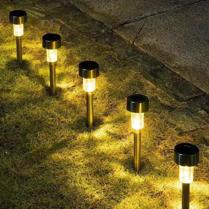 Image of Pack 10 Best Solar Landscap Light Garden Lights Waterproof, Stainless Steel LED Landscape Lighting Outdoor Solar Lights for Yard, Pathway, Walkway, Patio, Lawn (Warm Yellow)