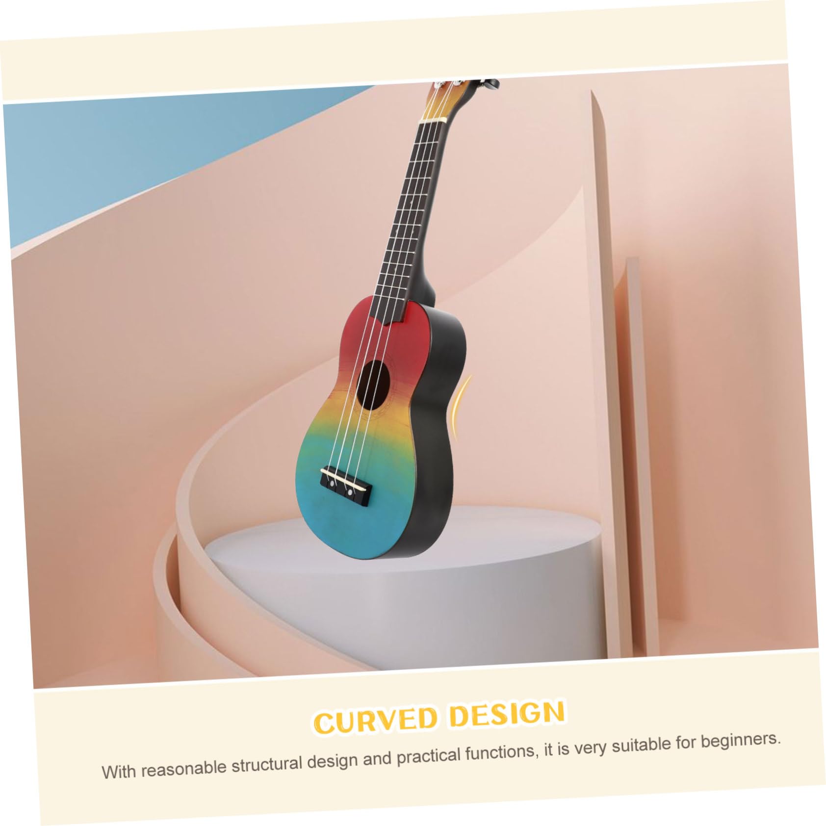 SUPVOX Ukulele in Legno Dipinto Mano da Strumento Musicale Giocattolo per Principianti Materiale Naturale e Ecocompatibile Facile da Impugnare e Suonare
