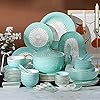 Elevate Your Dining Experience: Buy the Exquisite Phnom Penh Embossed Floral Bone China Dinnerware Set – 60-Piece Blue Collection, Perfect Gift for 8! – ArinkO