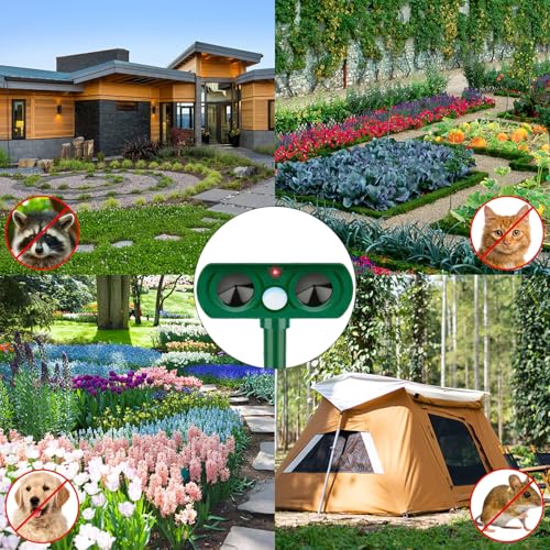 Solar Katzenschreck, Ultraschall Tiervertreiber Katzenabwehr, Wasserdicht Marderschreck mit PIR-Bewegungssensor Katzenschreck für Garten, Wirksam Gegen Katzen, Hunde, Marder, und Vögel Schädlineg