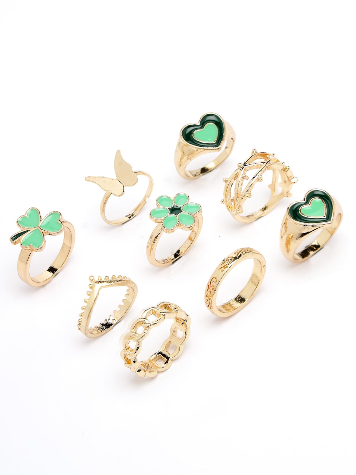 Scintillare By Sukkhi Western Fashionable Vintage Gold Plated Stunning 9 Pcs Rings Combo Set for Women & Girls | Boho Midi Stackable Knuckle Rings|CBR106660 (B0CQFTH7LK) Amazon Price History, Amazon Price Tracker
