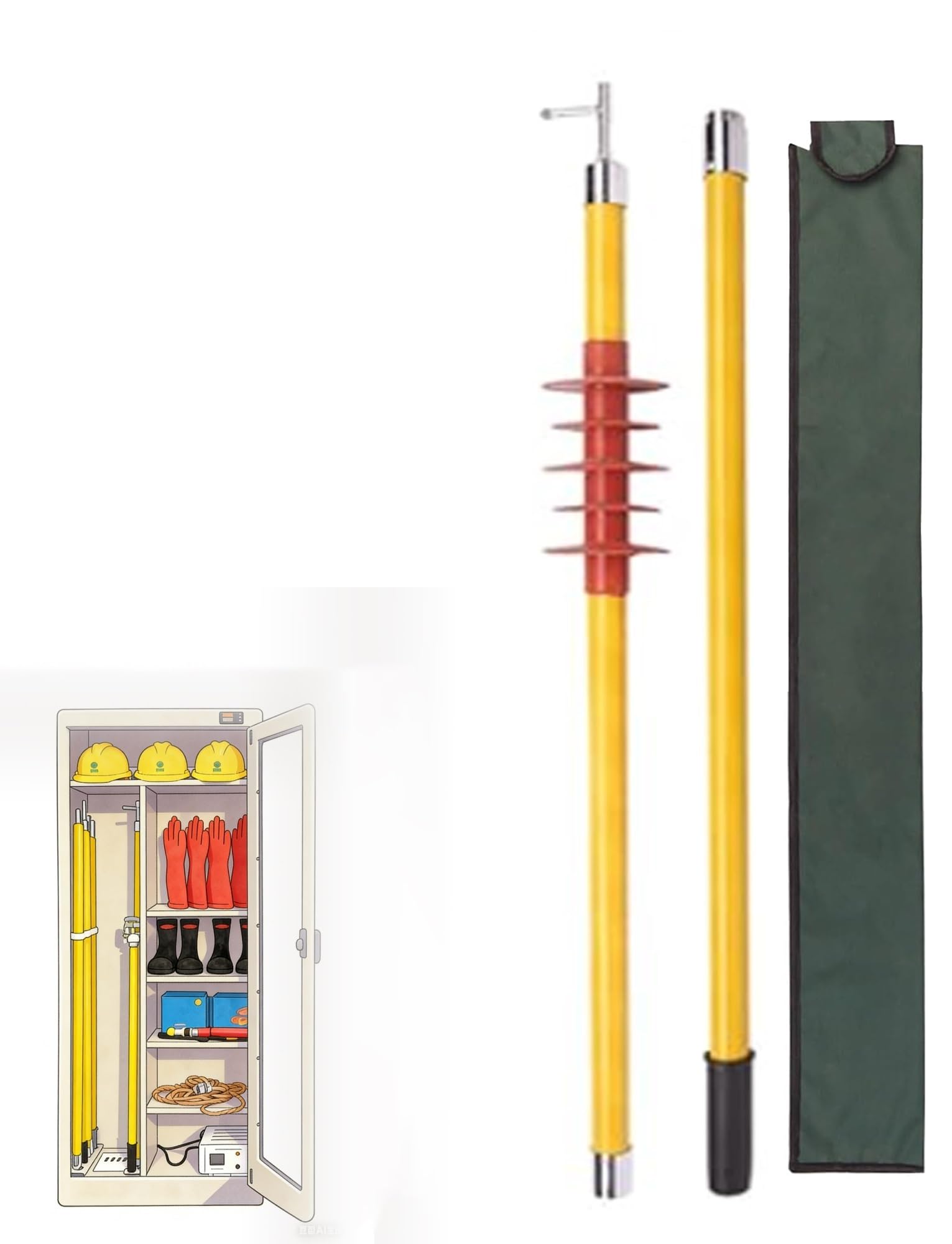 GHHVFEC Telescopic Insulated Operating Pole with Rainproof Cap, Portable Rescue Hook for Electrical Maintenance and Fault Repair