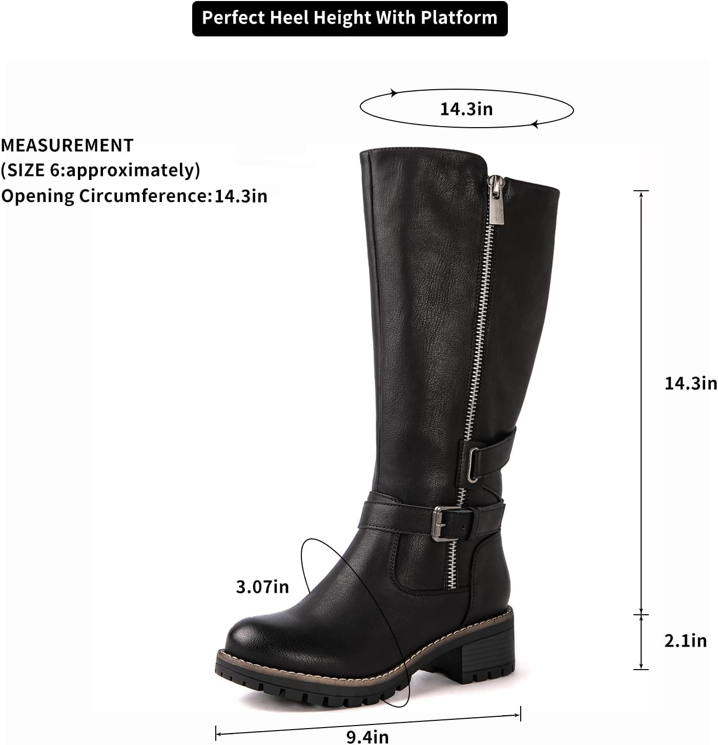 GLOBALWIN Women’s Knee-High Riding Boots Tall Fashion Boots with Chunky Low Heel & Side Zipper Everyday Wear Casual Boots For Women - Image 8