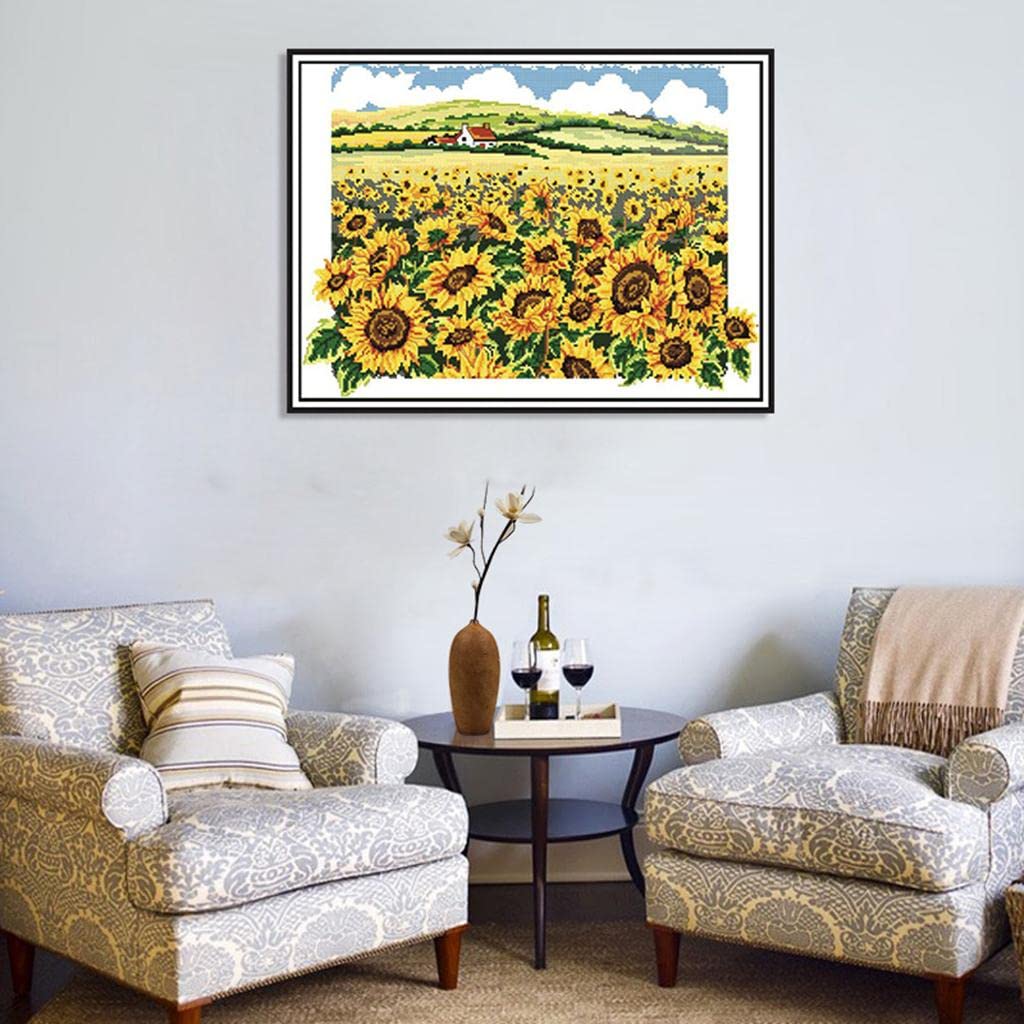 Sunflower Printed Pre-Printed Stamped Cross Stitch Kit Needlework DIY Craft-image-45
