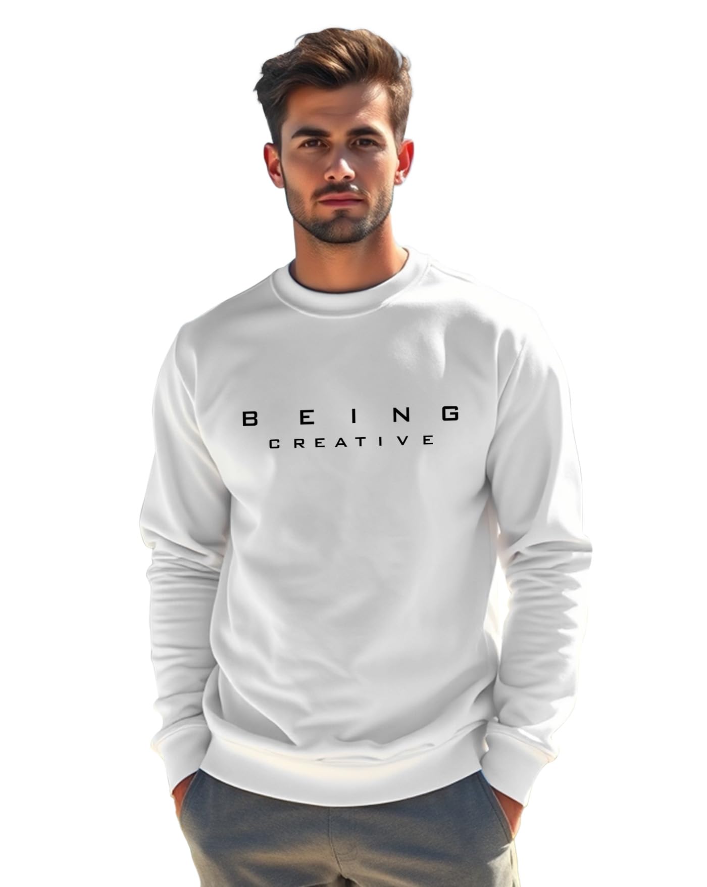 Bonkers Corner Men's Affordable Printed Front Sweatshirt in Loosefit in multi