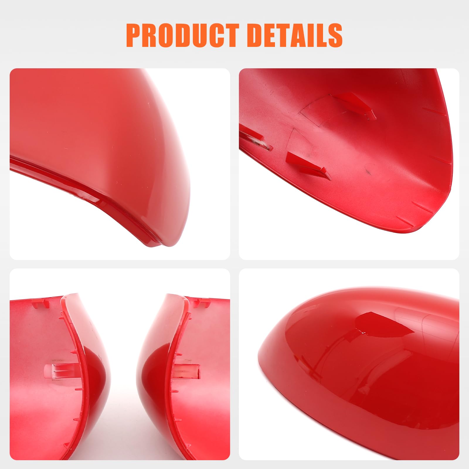 COPPIA CALOTTE SPECCHIO ESTERNO COMPATIBILE CON @FIAT @500 500C/500E/Abarth 500 2007-2024 COPRISPECCHIETTI DI RICAMBIO PER SPECCHIETTI POSTERIORI (ROSSO)
