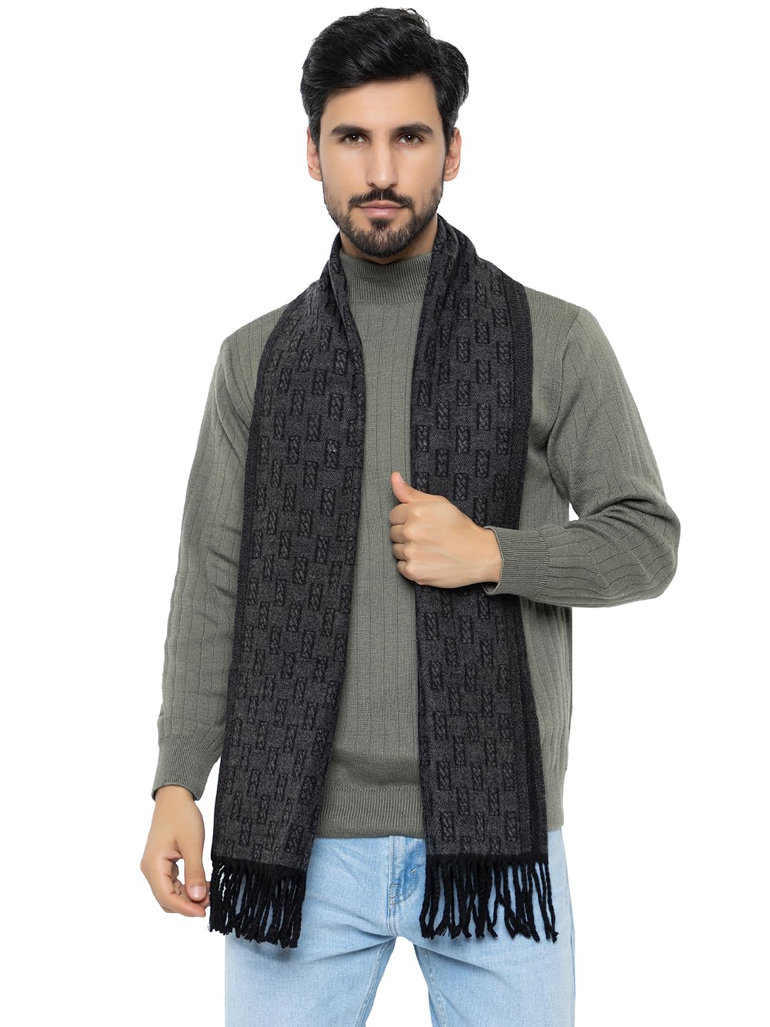 amoldo Unisex Soft And Warm Winter Woolen Acrylic Muffler, Scarf, Stole For Men And Women (Rectangle Design)-picture-15