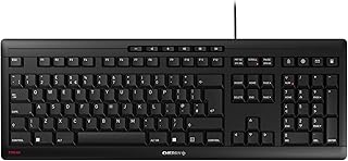 Cherry Stream Keyboard, Wired Keyboard, UK (QWERTY) Layout, Silent Keys, Single Typing Experience, Flat Layout, Black