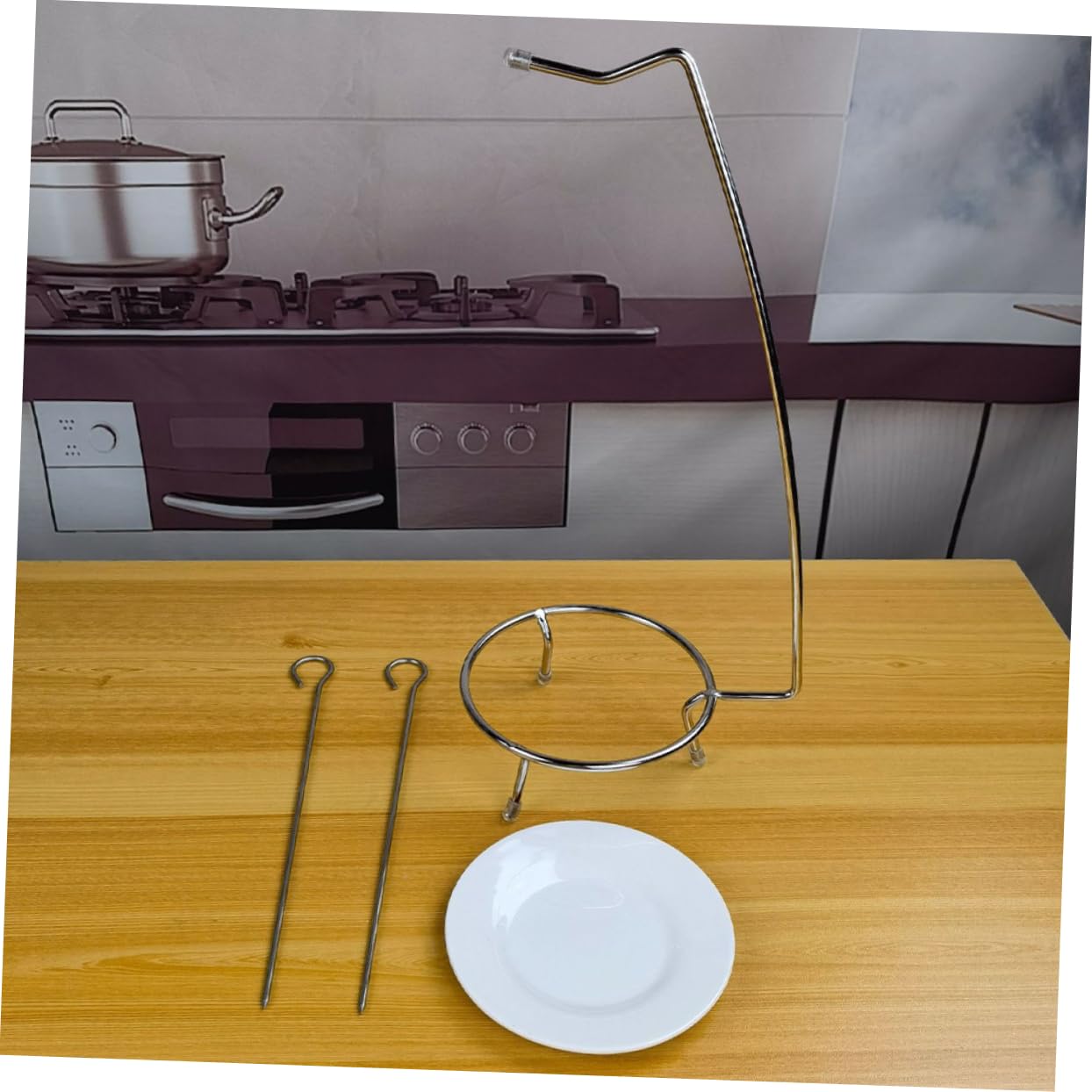 Luxshiny Set di Spiedini in Acciaio Inox 304 Supporto Robusto per Barbecue, 6 Spiedini Resistenti per Grigliate All'aperto e Raduni