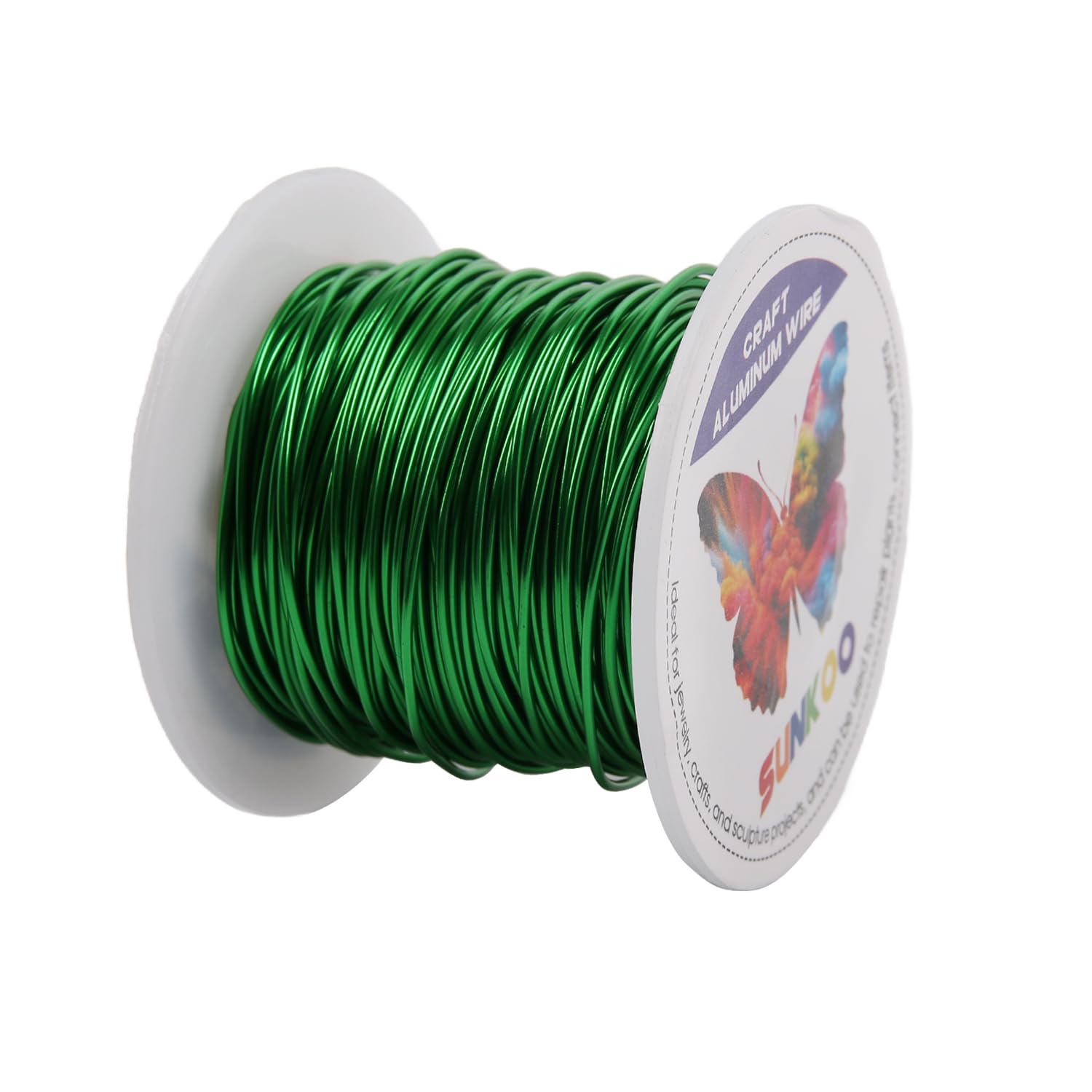Sunkoo 18 Gauge 1mm Grass Green Aluminium Craft Wire,98.4Ft Bendable Wire for Jewellery Making, Sculpting, Floristry, Armature, Wrapping & Modelling Projects