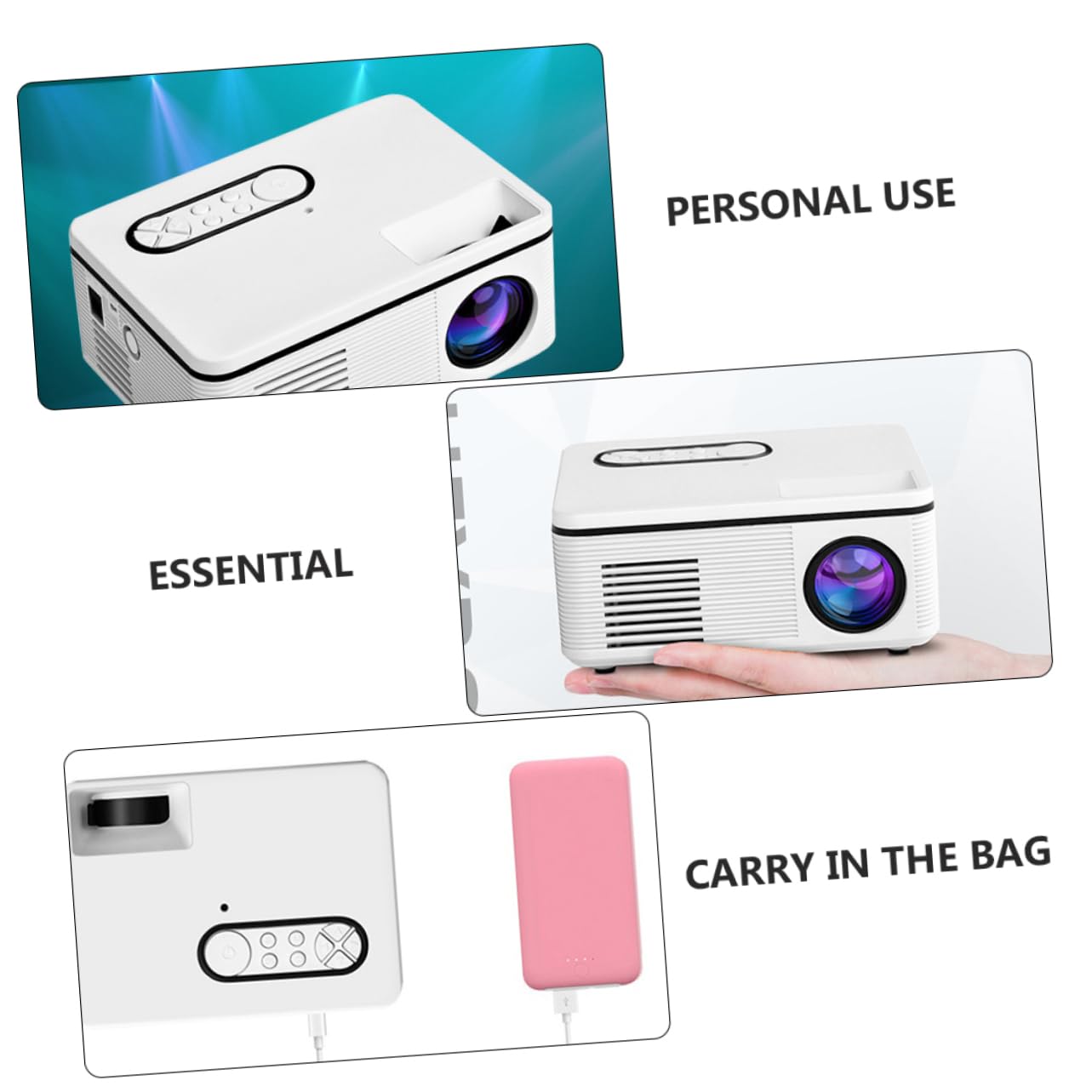 DOITOOL proiettore domestico proiettore led e usb e tascabile e portatile projector proietore e casa e mobile i portatili pvc bianca