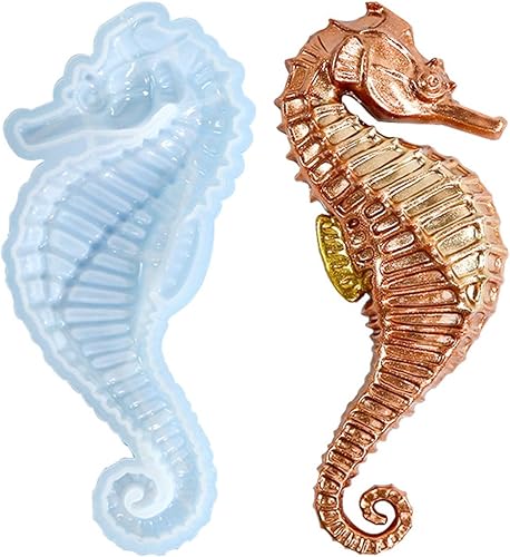 Miniatura 1 de Molde de resina de caballito de mar, moldes de silicona de animales 3D, estatuas de animales grandes, molde de fundición epoxi para colgar en la