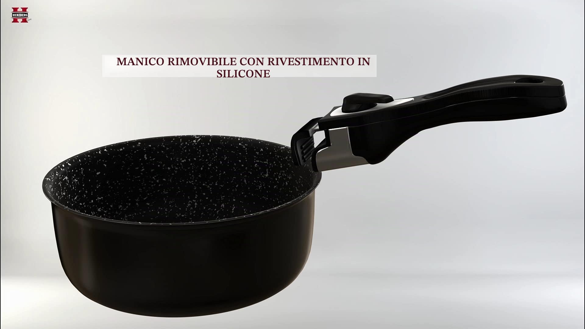 Herzberg Set di Pentole a Induzione - Pentole e Padelle per Tutto il Calore - Rivestimento in Pietra con Manico Rimovibile - 10 Pezzi HG-5000 Nero