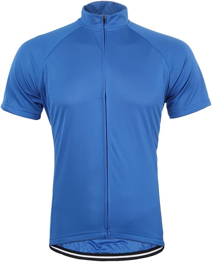 Fullwell Mens Cycling Jersey,Short Sleeves Breathable Shirts,Sports Clothing Bike Top,Quick Dry Solid Color(X-Large, Blue)