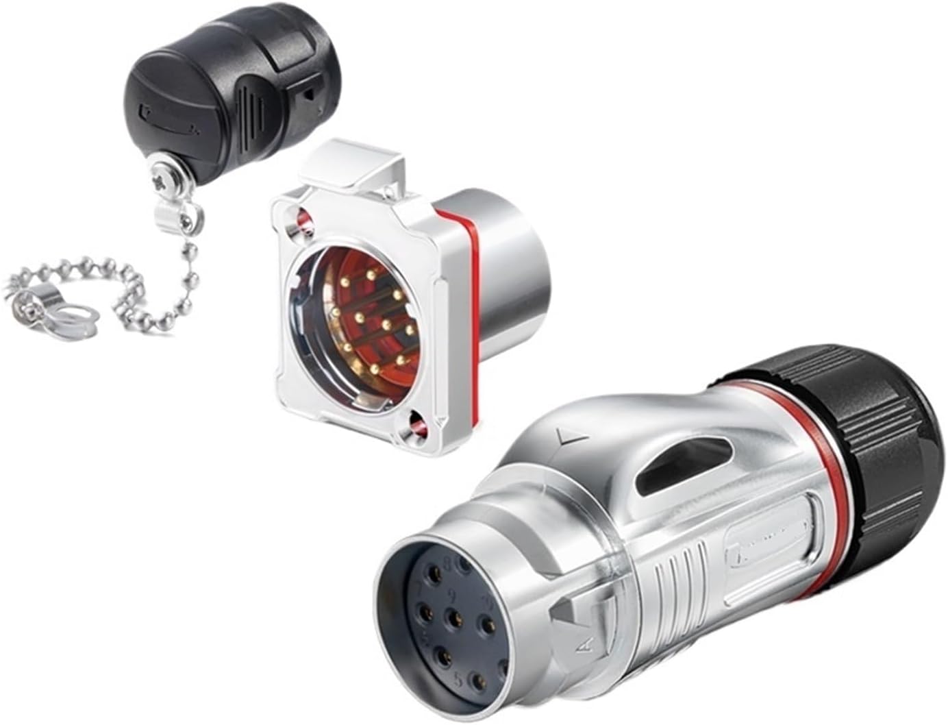 BD24 Metal Aviation Socket 10-core Quick-plug Power Signal IP68 Industrial Connector(Metal flange reverse installation)