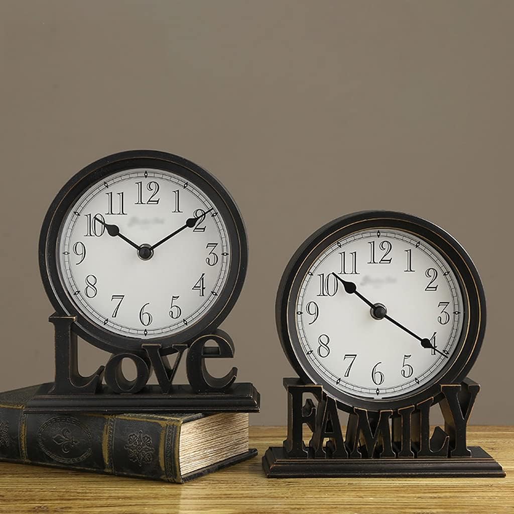 Retro Family Love Letter Base Desktop Clock Vintage Table for for Living Room Bedroom Decoration(Style 1)