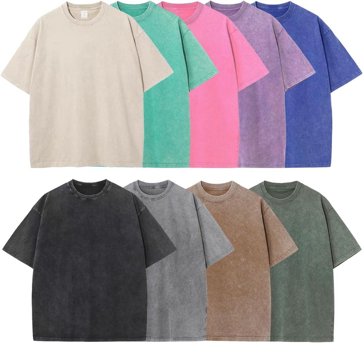 3 Pcs Men's Oversized Cotton Summer T-Shirts - Vintage Baggy Tee Loose Fit Short Sleeve T-Shirts Casual Streetwear - Image 6