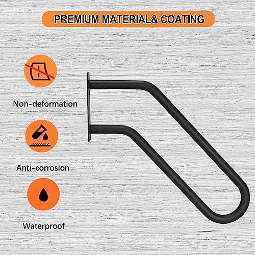 Sidasu 1Pcs U-Shaped Wall Mount Handrail Iron Outdoor Grab Bar Black Hand Railings For 1 To 3 Steps Stairs(Dia 1" Iron Pipe,17.71''Length,16.53''Height) #TOP2