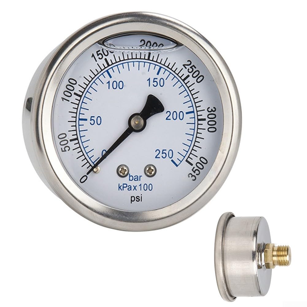 Manomètre, M14x1.5 Filetage Nettoyeur Haute Pression Manomètre 0-250 Bar 3500 Psi Métal 5.5KW