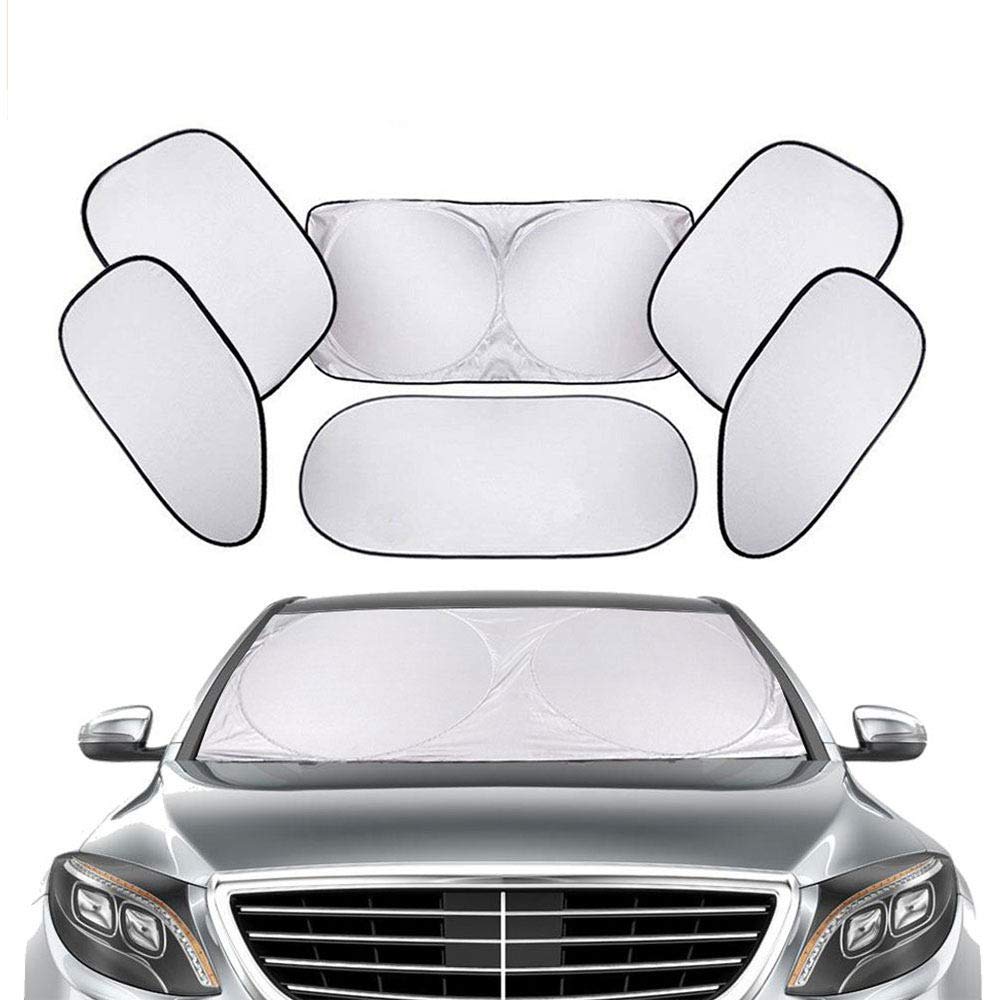 Car Windshield Sunshade, [6 Pack] Full Car Retractable Windshield Sunshade, Block Uv Rays Sun Visor Protector,Easy to Use,Fits Windshields of Various Size