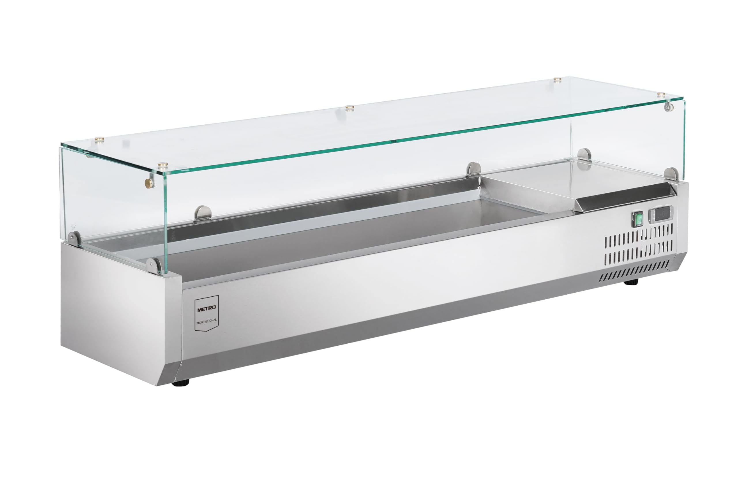 METRO Professional Vetrina refrigerata GHS2150, acciaio inox/vetro, 150 x 39.5 x 43.5 cm, 52 L, 135 W, compatibile con GPT2100, argento