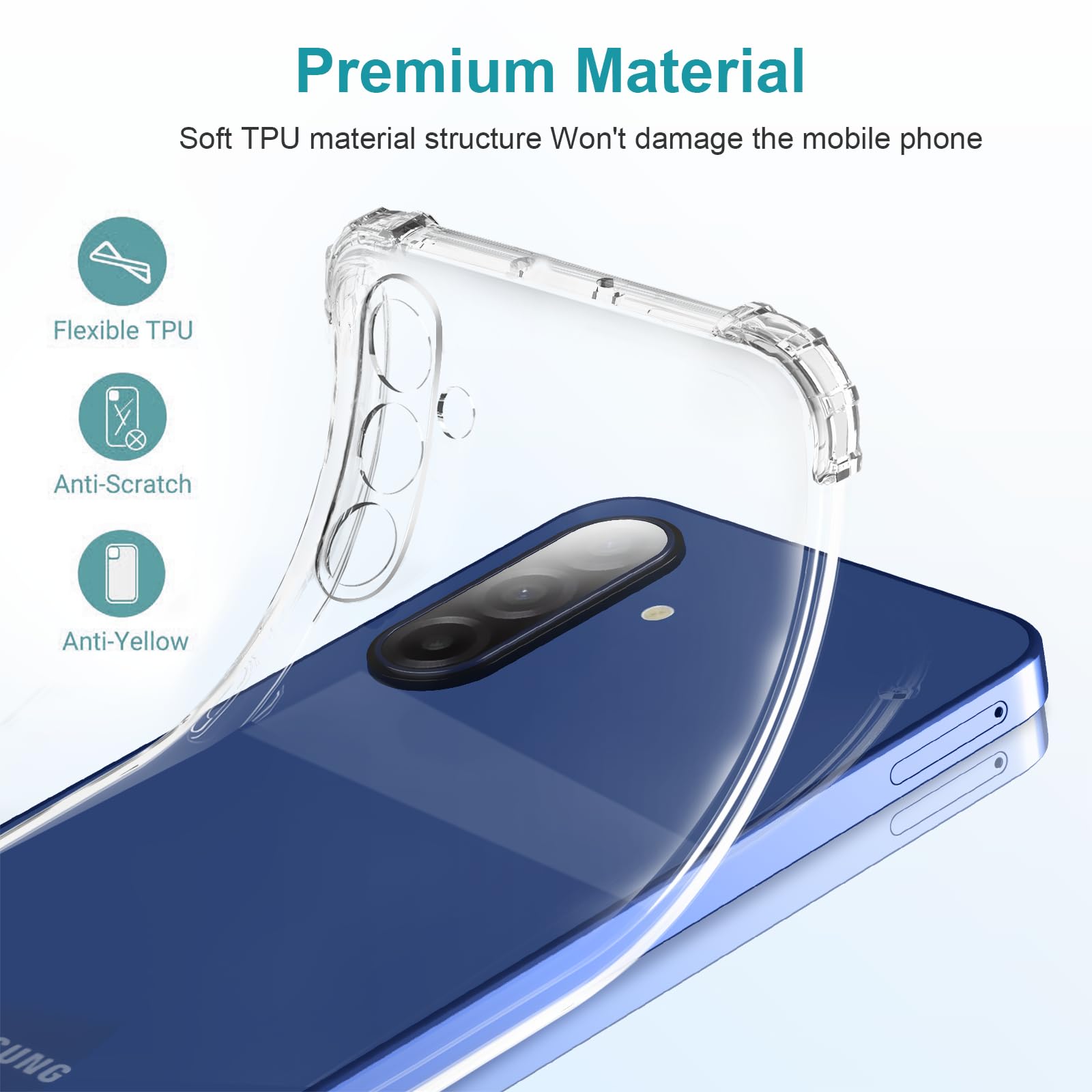 LeYi Etui do Samsung A17 5G/A 17 5G z 2 szkłem hartowanym, ochrona aparatu Etui na aparat Miękki silikonowy TPU zderzak oryginalny smukły odporny na wstrząsy futerał na telefon Samsung Galaxy A17 5G