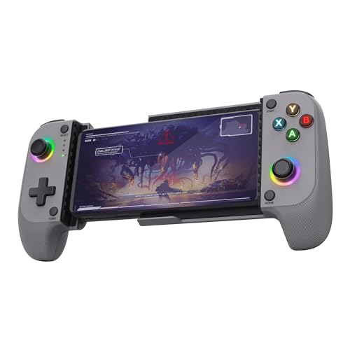 GXTrust 735G Mylox bluetooth mobil handkontroll för Iphone/Android / PS5 / Xbox, telefonkontroll 12 timmars spel, dubbel vibration, RGB LED-belysning, trådlös mobil spelplatta, grått