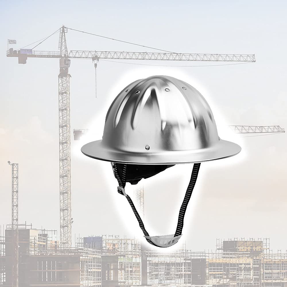 Casco de Seguridad,Casco de construcción Casco de Aluminio Casco de Trabajo Casco de Seguridad Ajustable Casco de Alta Resistencia Diseño de ala Completa Refuerzo Superior